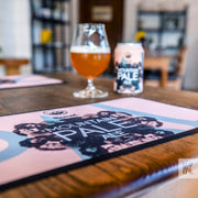 Mountain Pale Ale beer mat with glass of beer and branded can