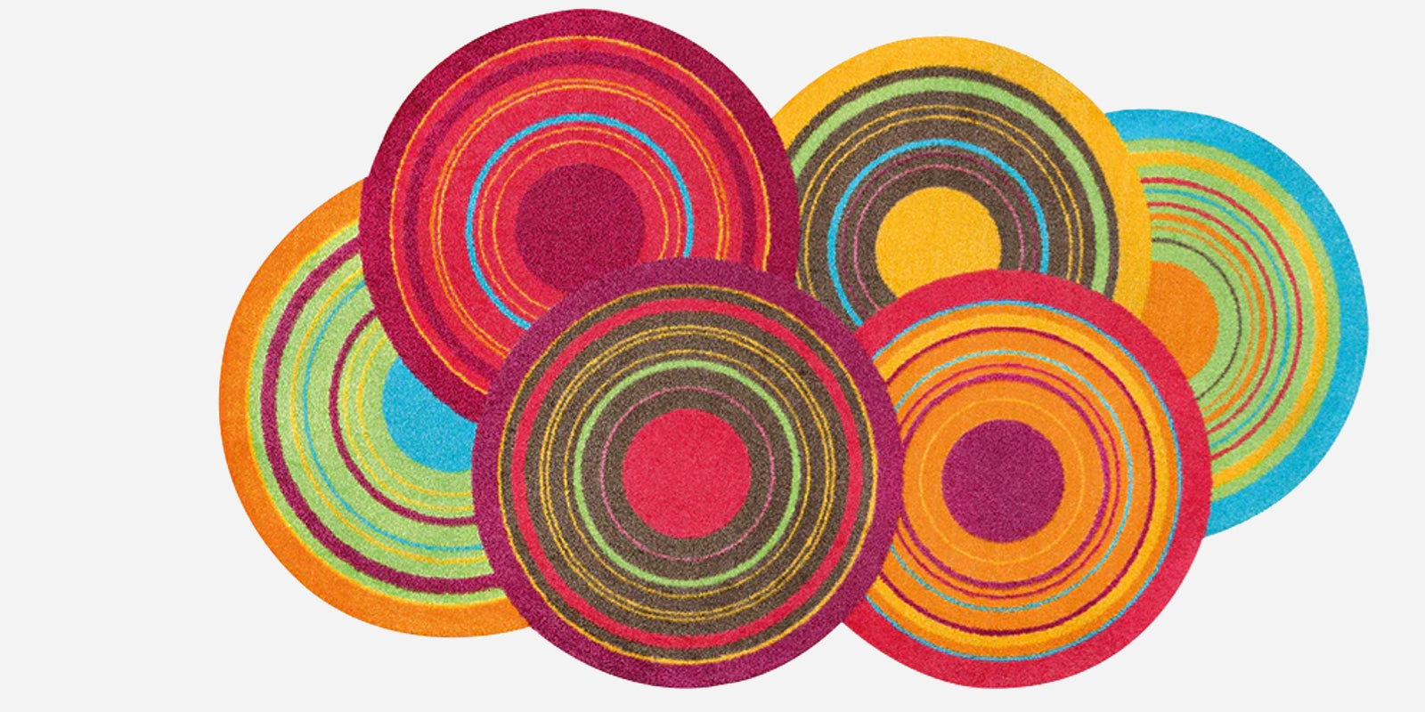 wash+dry shaped designer mat with colourful circles